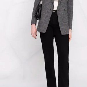 Maje Double-Breasted Check Fitted Blazer